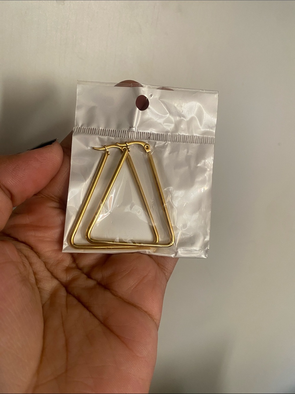 Gold Triangle Hoop Earrings - Women's Fashion Jewelry Stainless Steel
